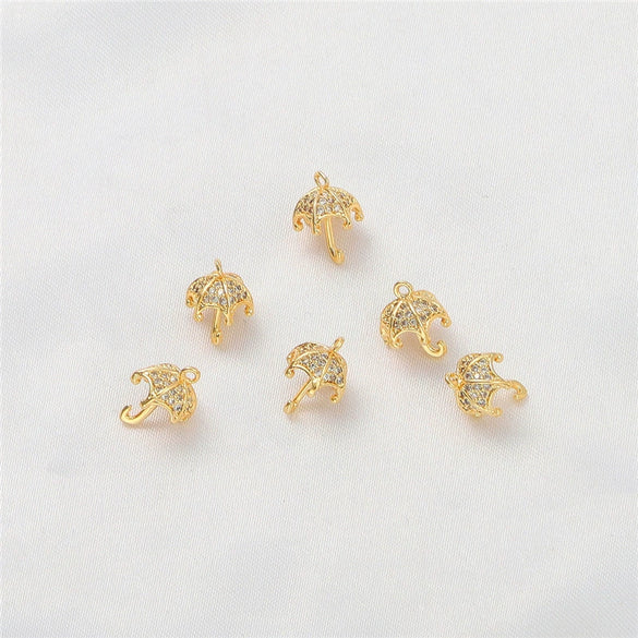 Gold Color Inlaid Zircon Heart And Feather Metal Pendant For Diy Bracelet Jewelry Accessory Electroplated