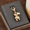 Gold Electroplated Car Key Pendant With Bear Cherry Fourleaf Clover And Butterfly Patterns For Schoolbag Jewelry Wholesale