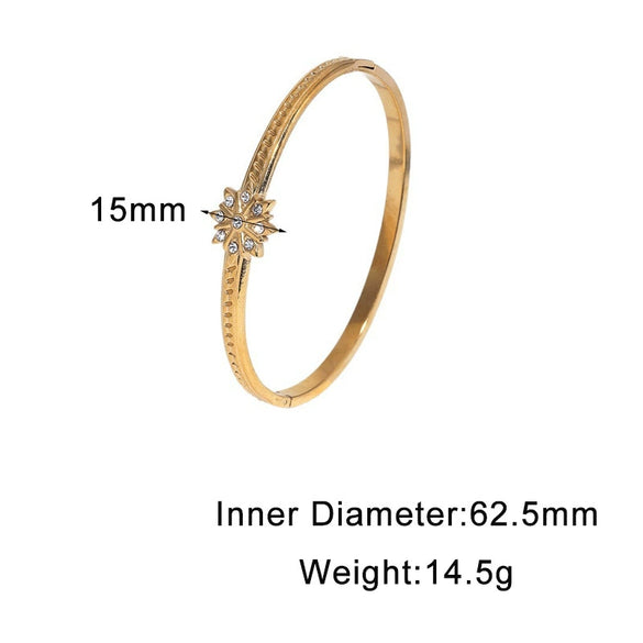 Gold Electroplated Stainless Steel Bracelet With Star Design Modern Minimalist Luxury Non Fading Finish