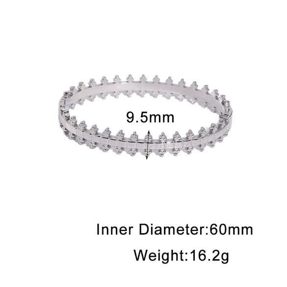 Gold Electroplated Stainless Steel Clasp Bracelet With Geometric Unique Design And Tarnish Resistant Finish