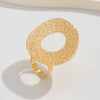 Gold Plated Alloy Stackable Ring Set With Irregular Square Geometric Shapes And Hammered Finish