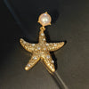 Gold Plated Alloy Starfish Pearl Earrings With Silver Tone Posts Simple Unisex Animal Inspired Jewelry Wholesale