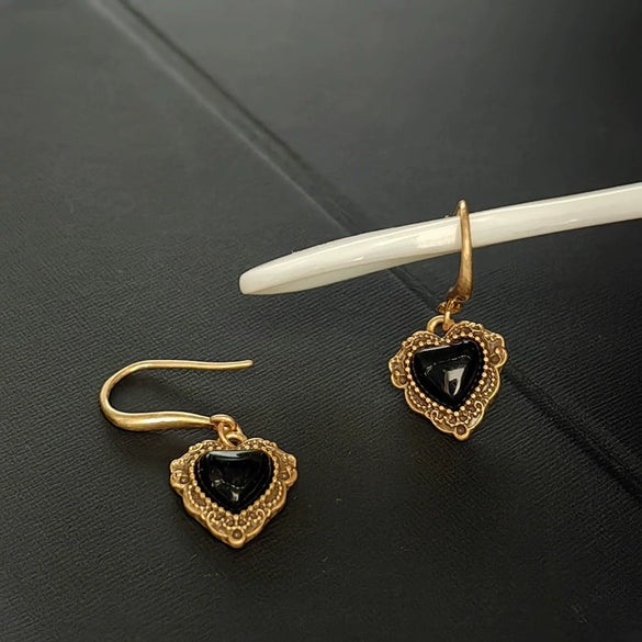 Gold Plated Black Geometric Drop Earrings With Pure Silver Ear Wires Alloy Fashion Jewelry For Women And Men Wholesale