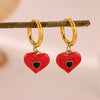 Gold Plated Ceramic Pearl Earrings With Geometric Heart Design And Stainless Steel Ear Posts For Unisex Wholesale Jewelry