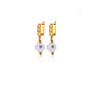 Gold Plated Ceramic Pearl Earrings With Geometric Heart Design And Stainless Steel Ear Posts For Unisex Wholesale Jewelry