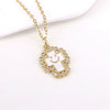 Gold Plated Copper Geometric Cross And Smiley Pendant Necklace With Micro Inlaid Zircon And Enamel Detail Water Wave Chain