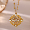 Gold Plated Copper Star And Moon Pendant Necklace With Zircon Inlay Geometric Unisex Jewelry And Whip Chain