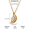 Gold Plated Copper Star And Moon Pendant Necklace With Zircon Inlay Geometric Unisex Jewelry And Whip Chain
