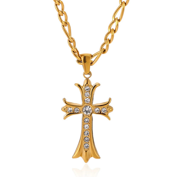 Gold Plated Copper Star And Moon Pendant Necklace With Zircon Inlay Geometric Unisex Jewelry And Whip Chain