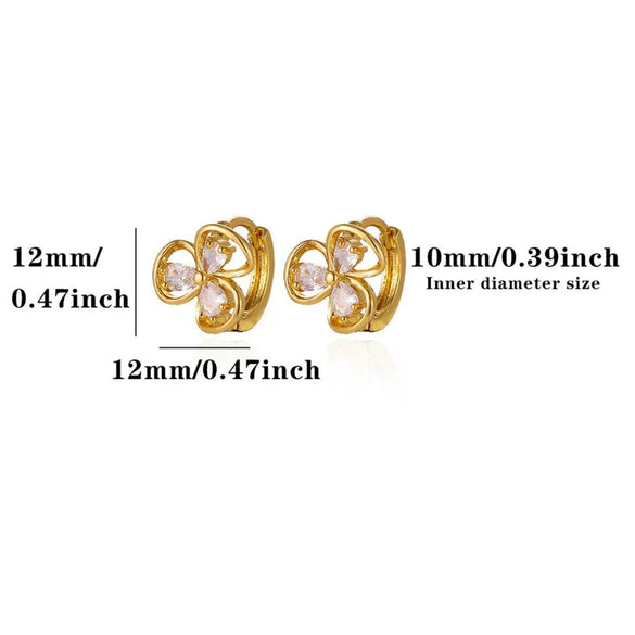 Gold Plated Copper Zircon Earrings For Women Hoop Teardrop And Floral Stud Designs With A Stylish Elegant Finish