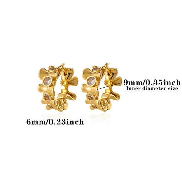 Gold Plated Copper Zircon Earrings For Women Hoop Teardrop And Floral Stud Designs With A Stylish Elegant Finish