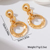 Gold Plated Floral Geometric Interlocking Hoop Earrings With Pleated Brushed Metal Texture And Stainless Steel Posts