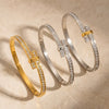 Gold Plated Geometric Rhinestone Stainless Steel Bracelet For Women Minimalist Fashion Jewelry