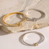 Gold Plated Geometric Rhinestone Stainless Steel Bracelet For Women Minimalist Fashion Jewelry