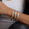 Gold Plated Geometric Rhinestone Stainless Steel Bracelet For Women Minimalist Fashion Jewelry