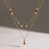 Gold Plated Geometric Stainless Steel Necklace For Women With Natural Tiger Eye Stone Pendant
