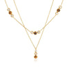 Gold Plated Geometric Stainless Steel Necklace For Women With Natural Tiger Eye Stone Pendant