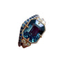 Gold Plated Metal Inlaid Aquamarine And Topaz Ring Electroplated Hand Jewelry Unisex Fashion Ring