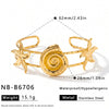 Gold Plated Stainless Steel Bracelet For Women Featuring Starfish Conch And Sun Motifs