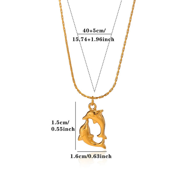 Gold Plated Stainless Steel Cross Chain Necklace With Heart And Insect Pendant Modern Minimalist Unisex Jewelry