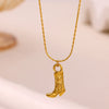 Gold Plated Stainless Steel Cross Chain Necklace With Heart And Insect Pendant Modern Minimalist Unisex Jewelry