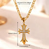 Gold Plated Stainless Steel Cross Necklace With Small Bead Chain Geometric Pendant Niche Style Jewelry For Women And Men