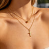 Gold Plated Stainless Steel Cross Necklace With Small Bead Chain Geometric Pendant Niche Style Jewelry For Women And Men