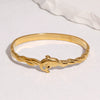 Gold Plated Stainless Steel Dolphin Bracelet With Buckle Clasp And Diamond Inlay Colorfast Modern Minimalist Animal Jewelry