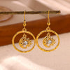 Gold Plated Stainless Steel Flower Drop Earrings For Women With Long Tassel Design Pearl And Zircon Accents Minimalist Style