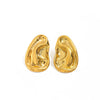 Gold Plated Stainless Steel Geometric Pleated Stud Earrings With Glossy Sculptural Design For Women