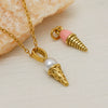 Gold Plated Stainless Steel Ice Cream Pendant Charm With Vacuum Plating For Diy Bracelets And Necklaces Cute Sweet Food Design
