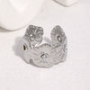Gold Plated Stainless Steel Open Ring For Women With Rhinestone Flower Design Simple Elegant Non Fading Jewelry Accessory