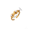 Gold Plated Stainless Steel Open Ring With Retro Geometric Shell And Line Design Minimalist Unisex Fashion Jewelry