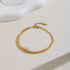 Gold Plated Stainless Steel Round Zircon Bracelet For Women Minimalist Geometric Vacuum Electroplated Jewelry
