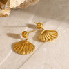Gold Plated Stainless Steel Shell Earrings With Steel Balls And Geometric Design Electroplating Treatment