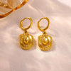 Gold Plated Stainless Steel Star Earrings With Rhinestone Sun Moon Heart Rose And Pearl Details For Women