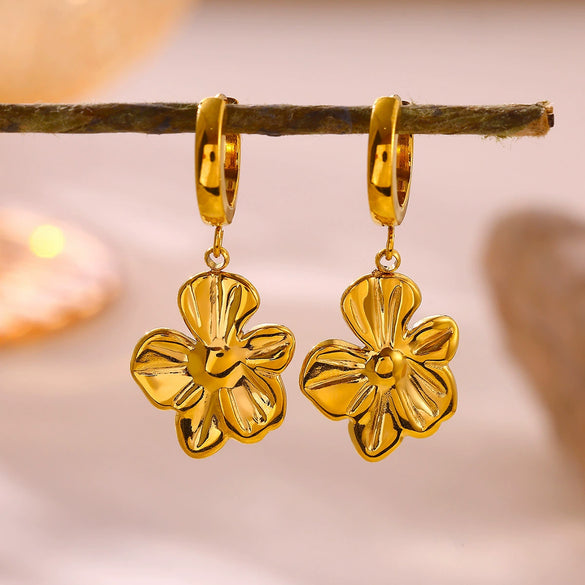 Gold Plated Stainless Steel Star Earrings With Rhinestone Sun Moon Heart Rose And Pearl Details For Women