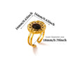 Gold Plated Stainless Steel Sunstone And Moonstone Open Ring Adjustable Unisex Jewelry With A Retro Natural Style