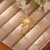 Gold Plated Stainless Steel Sunstone And Moonstone Open Ring Adjustable Unisex Jewelry With A Retro Natural Style