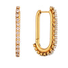 Gold Plated Stainless Steel Ushaped Geometric Statement Earrings With Zircon Edge For Women