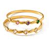 Gold Plated Stainless Steel Zirconset Oval Bangle Bracelet For Women Simple Stylish Jewelry