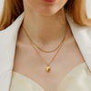 Gold Plated Titanium Steel Double Layer Snake Bone Chain Necklace With Geometric Pendant Versatile Clavicle Necklace For Women