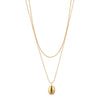 Gold Plated Titanium Steel Double Layer Snake Bone Chain Necklace With Geometric Pendant Versatile Clavicle Necklace For Women