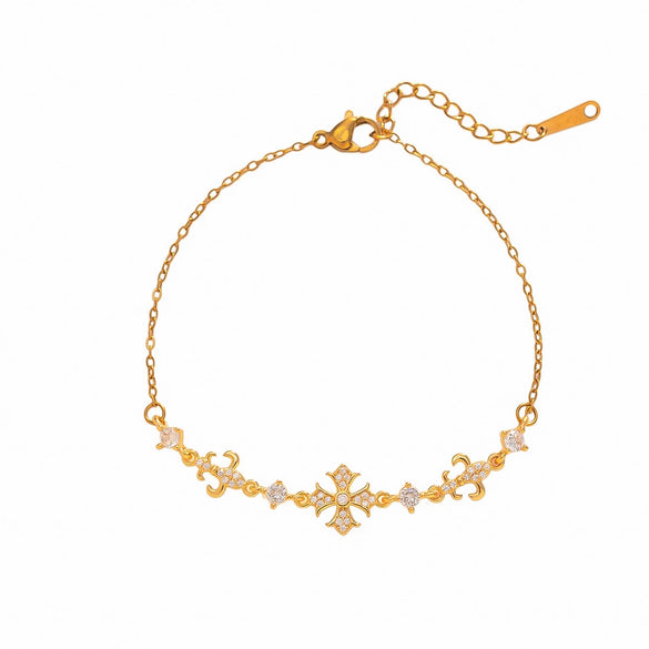 Gold Plated Titanium Steel Heart Bracelet With Copper Accents Light Luxury Stylish Jewelry For Women