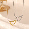Gold Plated Titanium Steel Hollow Heart Pendant Snake Chain Necklace For Women Minimalist Versatile Jewelry Design