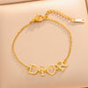 Gold Plated Titanium Steel Letter Pendant Clavicle Chain Necklace With Diamond Accents For Women