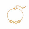 Gold Plated Titanium Steel Letter Pendant Clavicle Chain Necklace With Diamond Accents For Women
