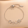 Gold Plated Titanium Steel Letter Pendant Clavicle Chain Necklace With Diamond Accents For Women