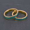 Gold Plated Tungsten Steel Rings With Natural Turquoise Inlay Geometric Unisex Wedding Bands For Men And Women