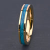 Gold Plated Tungsten Steel Rings With Natural Turquoise Inlay Geometric Unisex Wedding Bands For Men And Women